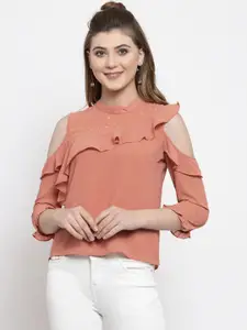 Gipsy Women Peach-Coloured Embellished Top