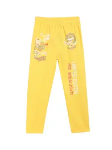 SWEET ANGEL Boys Yellow Printed Straight-Fit Track Pants
