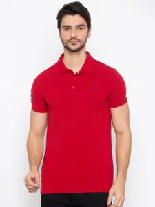 SPYKAR Men Red Solid Polo Collar T-shirt