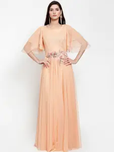 Just Wow Women Peach-Coloured Solid Maxi Dress