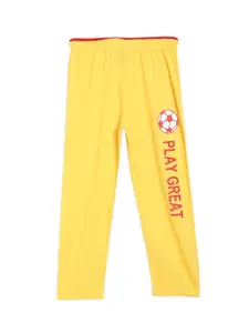 SWEET ANGEL Boys Yellow Printed Straight-Fit Track Pants