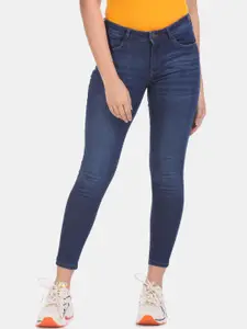 Flying Machine Women Blue Super Skinny Fit Mid-Rise Clean Look Stretchable Cropped Jeans