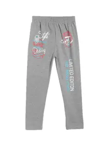 SWEET ANGEL Boys Grey Melange Printed Straight-Fit Track Pants