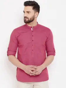 even Men Red & Blue Checked Straight Kurta