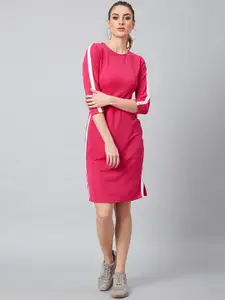 Athena Women Pink Solid T-shirt Dress