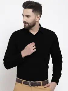 English Navy Men Black Slim Fit Formal Shirt
