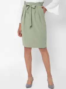 Allen Solly Woman Allen Solly Mint Green Straight Pencil Skirt