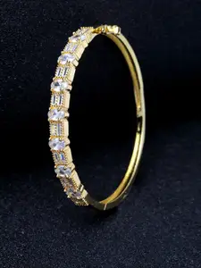 Bhana Fashion Gold-Plated & White Handcrafted Wraparound AD Studded Bracelet