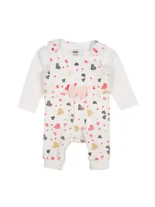 MeeMee Infant Girls White Printed Romper With T-Shirt