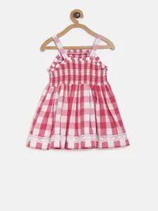 MINI KLUB Girls Red Checked Fit and Flare Dress