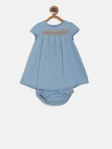 MINI KLUB Girls Blue Solid A-Line Dress
