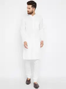 even Men White Striped Straight Kurta