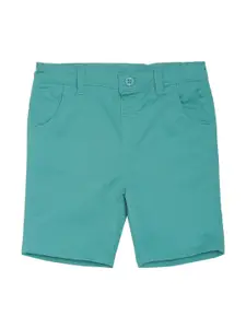 MINI KLUB Boys Sea Green Solid Regular Shorts