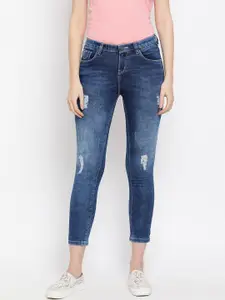Crimsoune Club Women Blue Super Skinny Fit Mid-Rise Mildly Distressed Jeans