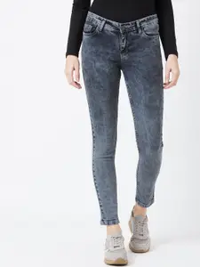 The Dry State Women Grey Slim Fit Mid-Rise Clean Look Jeans