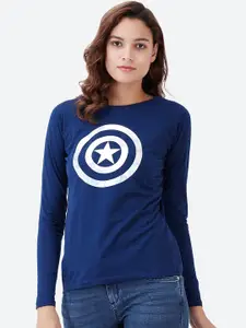 Free Authority Captain America Featured Navy Tshirt for Women