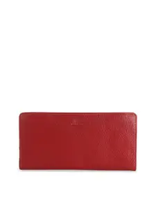 Aditi Wasan Women Maroon Solid Genuine Leather Zip Around Wallet