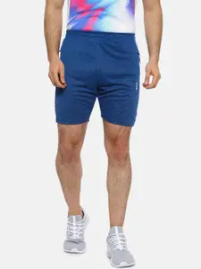 Campus Sutra Men Teal Blue Solid Regular Fit Regular Shorts