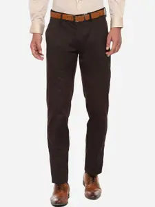 Louis Philippe Men Brown Regular Fit Solid Regular Trousers