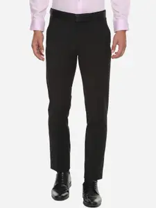 Louis Philippe Men Black Slim Fit Solid Regular Trousers