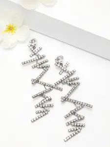 AVANT-GARDE PARIS Silver-Toned Contemporary Drop Earrings