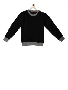 TINY HUG Boys Black & Grey Colourblocked Sweatshirt