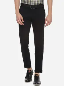 Louis Philippe Sport Men Black Slim Fit Solid Regular Trousers