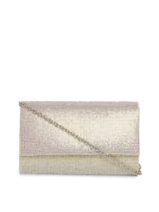 ALDO Women Silver-Toned Self Design Envelope Clutch