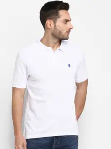 Red Tape Men White Self Design Polo Collar T-shirt
