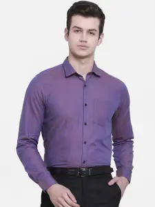 cape canary Men Purple Regular Fit Self Design Casual Shirt