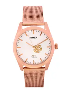 Timex Women Silver-Toned & Rose Gold Analogue Watch TWEL13200