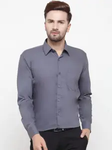 JAINISH Men Grey Classic Slim Fit Solid Formal Shirt