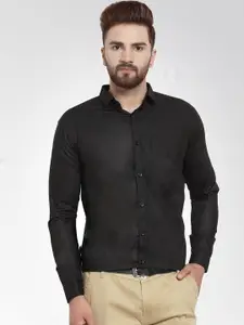 JAINISH Men Black Classic Slim Fit Solid Formal Shirt