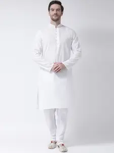 SG LEMAN Men White Solid Kurta with Pyjamas