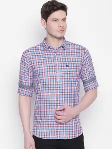 BYFORD by Pantaloons Men Blue & Red Slim Fit Checked Casual Shirt