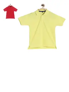 TINY HUG Boys Pack Of 2 Assorted Solid Polo Collar T-shirt