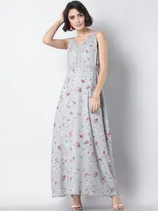 FabAlley Women Grey Printed Maxi Dress