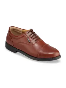 Red Chief Men Brown Solid Leather Formal Oxfords