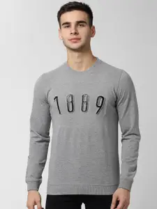 Peter England Casuals Men Grey Printed Sweatshirt