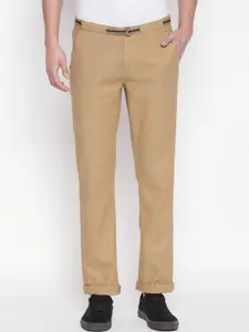 Urban Ranger by pantaloons Men Beige Slim Fit Solid Regular Trousers