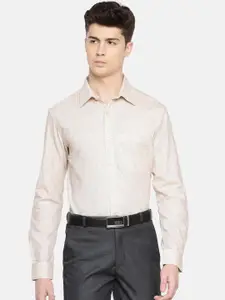 Jansons Men Beige Regular Fit Solid Formal Shirt