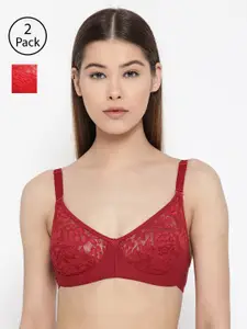 Lady Lyka Pack of 2 Lace Non-Wired Non Padded Lace Everyday Bras IMPRESSION