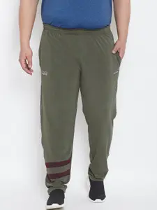 bigbanana Plus Size Men Olive Green Solid Track Pants