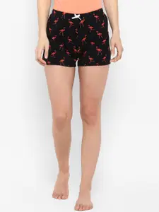 Curare Women Black & Red Printed Lounge Shorts