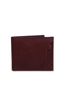 WildHorn Men Burgundy Solid RFID Protected Genuine Leather Two Fold Wallet
