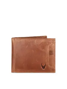 WildHorn Men Tan Brown Solid RFID Protected Genuine Leather Two Fold Wallet