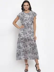 Gipsy Women White & Black Printed Fit and Flare Dress