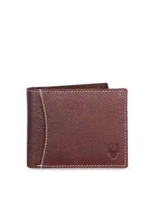 WildHorn Men Maroon Solid RFID Protected Genuine Leather Two Fold Wallet