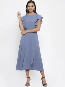 Gipsy Women Blue Solid Fit and Flare Dress