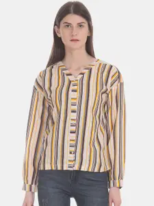 Flying Machine Women Multicoloured Candy Striped Top